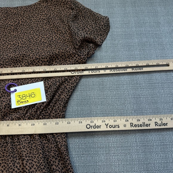 Abercrombie & Fitch XS Faux Wrap Dress‎ Leopard Print Brown Mini Short Sleeve - Picture 7 of 10